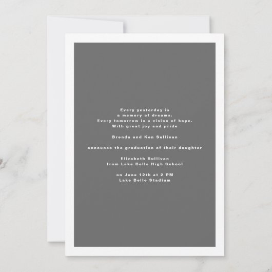 グレーの時と今のフォトコラージュ卒業 招待状 (裏面)