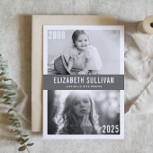 グレーの時と今のフォトコラージュ卒業 招待状