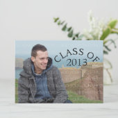 グレーの曲線タイポグラフィー卒業式招待状 招待状 (スタンド正面)