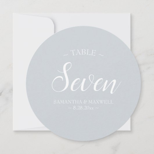 グレーの書字テーブル番号 招待状 (裏面)