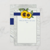 グレーの木材  青いひまわり ラスティック ウェディング ブランク 招待状 (正面/裏面)