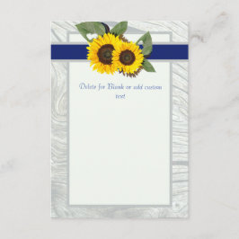 グレーの木材  青いひまわり ラスティック ウェディング ブランク 招待状