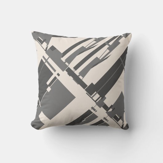 グレーの木炭ベージュサウスウェストアートルックアゴナル クッション (正面)