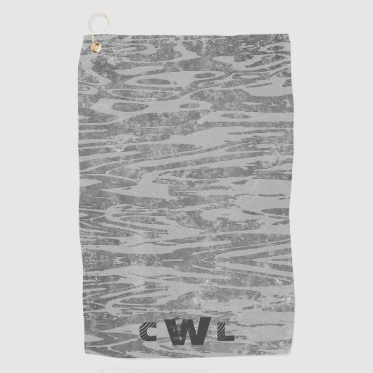 グレーの木目パターンのシェード ゴルフタオル (正面)