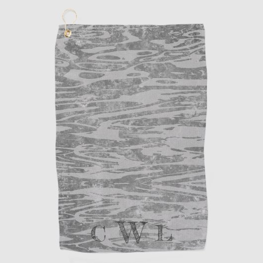 グレーの木目パターンのシェード ゴルフタオル (正面)
