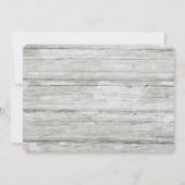 グレーの木製背景の写真テンプレート ウェディング招待状 招待状 (裏面)