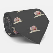 グレーの本と花メンズ卒業、仕事の贈り物 ネクタイ (ロール)