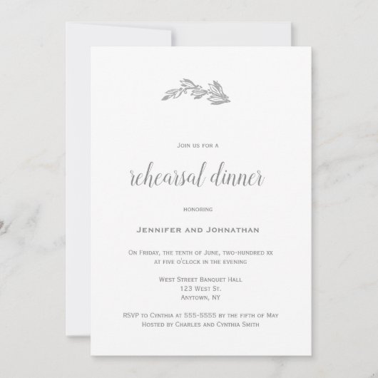 グレーの枝 リハーサルディナー 招待状 (正面)