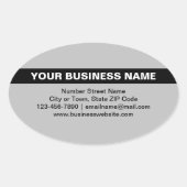 グレーの楕円ステッカーでハイライトされたビジネス名 楕円形シール (正面)