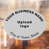 グレーの楕円形の窓用フィルムに貼るビジネスブランドロゴ ウィンドウサイン (シート2)