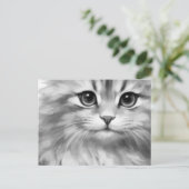 グレーの様々な色合いの可愛い猫 ポストカード (スタンド正面)