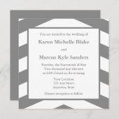 グレーの正方形の結婚式招待状またはお知らせ 招待状 (正面/裏面)