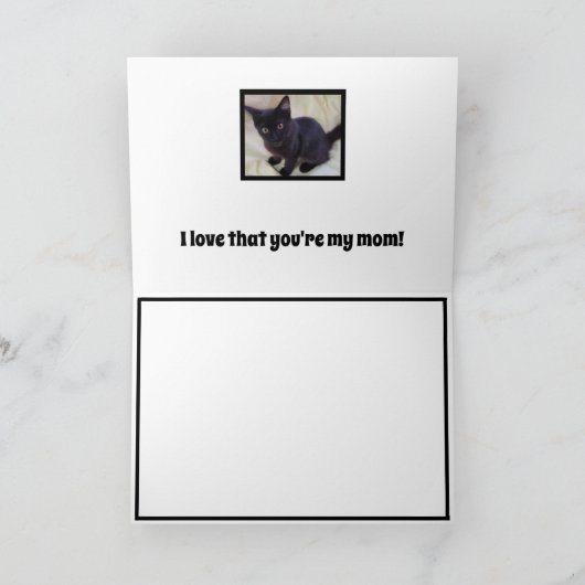 グレーの母猫と黒猫が母の日を楽しむ カード (内部)