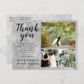 グレーの水の結婚色の感謝のカスタム3 Photo ポストカード (正面/裏面)