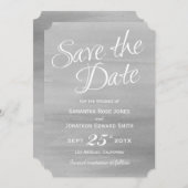 グレーの水彩日付カードを保存 セーブザデート (正面/裏面)