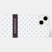 グレーの水玉模様とダスティプラムパープルのバンド Case-Mate iPhoneケース (裏面 (横))