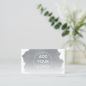 グレーの水色のブラシストロークあなたのロゴをアップロード 名刺 (スタンド正面)