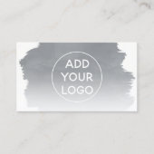 グレーの水色のブラシストロークあなたのロゴをアップロード 名刺 (正面)