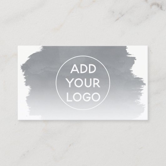 グレーの水色のブラシストロークあなたのロゴをアップロード 名刺 (正面)