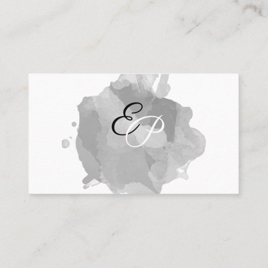 グレーの水色の名モダン刺 名刺 (裏面)