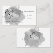 グレーの水色の名モダン刺 名刺 (正面/裏面)