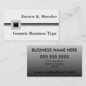 グレーの汎用モノグラム名カード 名刺 (正面/裏面)