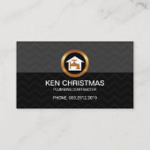グレーの波状水域灰色黒柱給排水衛生設備 名刺 (裏面)
