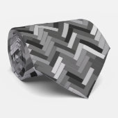 グレーの濃淡のヘリンボーンパターン ネクタイ (ロール)