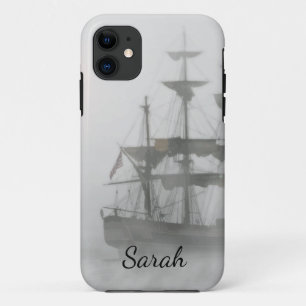 グレーの灰色の霧の海賊カスタマイズ船名 iPhone 11 ケース