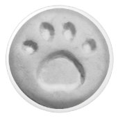 グレーの犬の手のプリント セラミックノブ (正面)