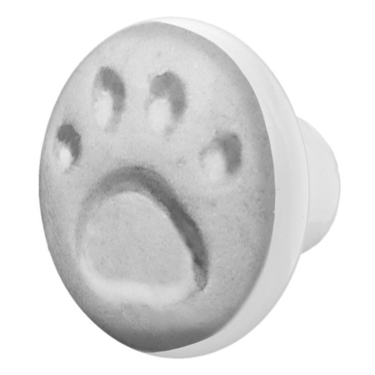 グレーの犬の手のプリント セラミックノブ (右)