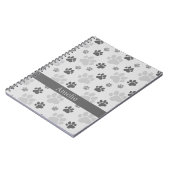 グレーの猫の手の印刷パターン ノートブック (左側)