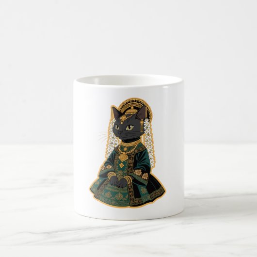 グレーの猫の花嫁の女神のコーヒーマグ コーヒーマグカップ (中央)