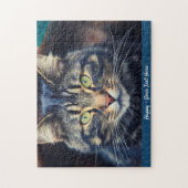 グレーの猫またはペットの写真のギフトを与え追加 ジグソーパズル (縦)