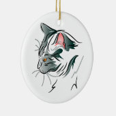 グレーの猫プロフィール セラミックオーナメント (右)