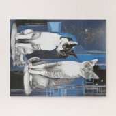 グレーの猫2匹の抽象芸術背景 ジグソーパズル (横)