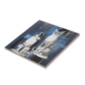 グレーの猫2匹の抽象芸術背景 タイル (側面)