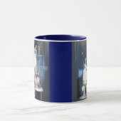 グレーの猫2匹の抽象芸術背景 マグカップ (中央)