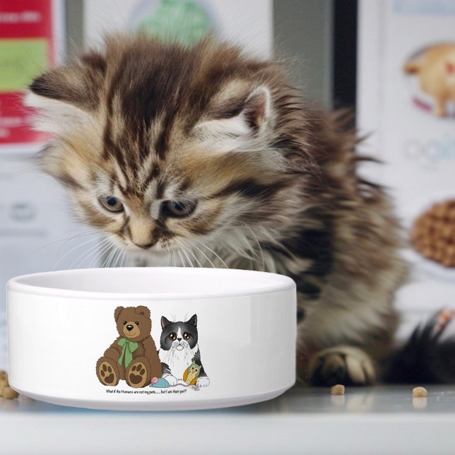 グレーの猫 テディベア ピーチ 面白い ボウル (クリエイターアップロード済み)
