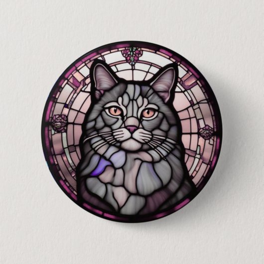 グレーの猫 缶バッジ (正面)