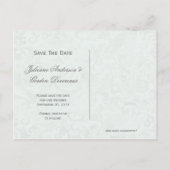 グレーの玉とグレーのダマスク日付を保存 案内ポストカード (裏面)