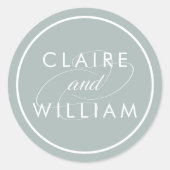 グレーの玉と白パーソナライズされた結婚の ラウンドシール (正面)