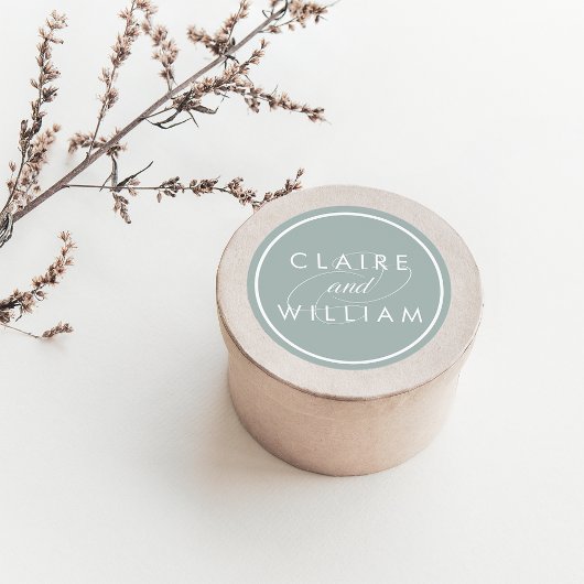 グレーの玉と白パーソナライズされた結婚の ラウンドシール