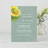 グレーの玉黄色ひまわり結婚の 招待状 (スタンド正面)
