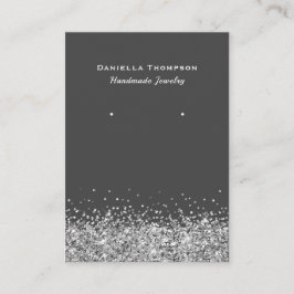 グレーの疑似シルバーグリッター イヤリング ディスプレー 名刺