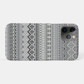 グレーの白いアステカ模様のデザイン Case-Mate iPhoneケース (裏面(横))