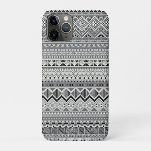 グレーの白いアステカ模様のデザイン Case-Mate iPhoneケース (裏)