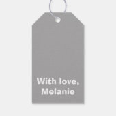 グレーの白い十字縫い ギフトタグ (裏面)