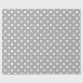 グレーの白い十字縫い ラッピングペーパー (フラット)