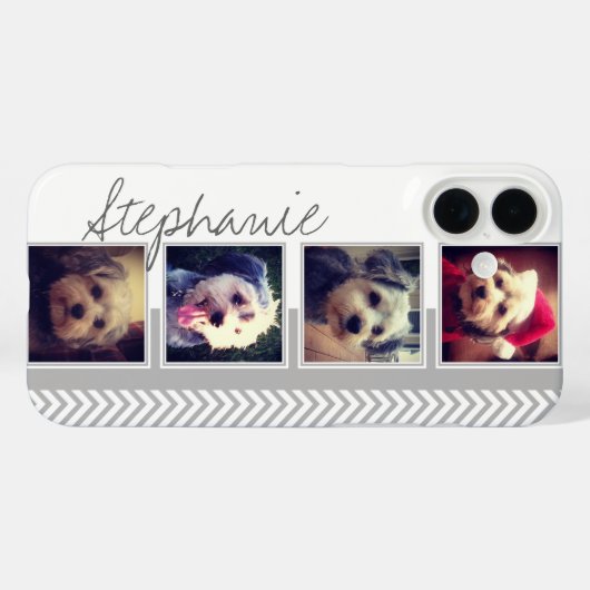 グレーの白い山形のコラージュ Case-Mate iPhoneケース (裏面 (横))